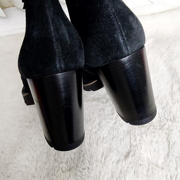 NEW Paul Green Sloane Black Suede Heeled Lug Ankle Boot - Picture 8 of 13